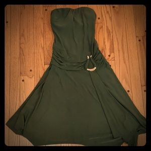 Cache olive green strapless dress size 2